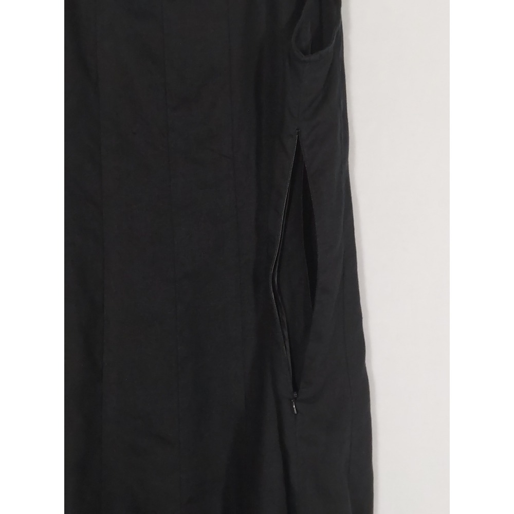 J.Jill Linen Black Maxi Dress L Lagenlook A-Line Scoop Neck Coastal Side Zip - Picture 4 of 9
